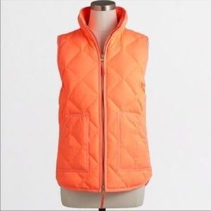 J.Crew Excursion Quilted Vest neon Orange puffer down vest size XS